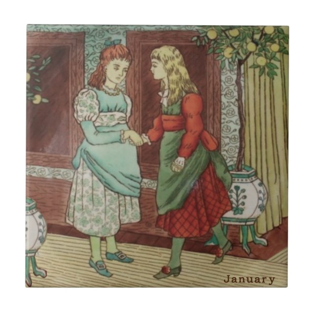 Carreau Wedgwood Janvier Calendrier Mois Plein Color Repro (Devant)