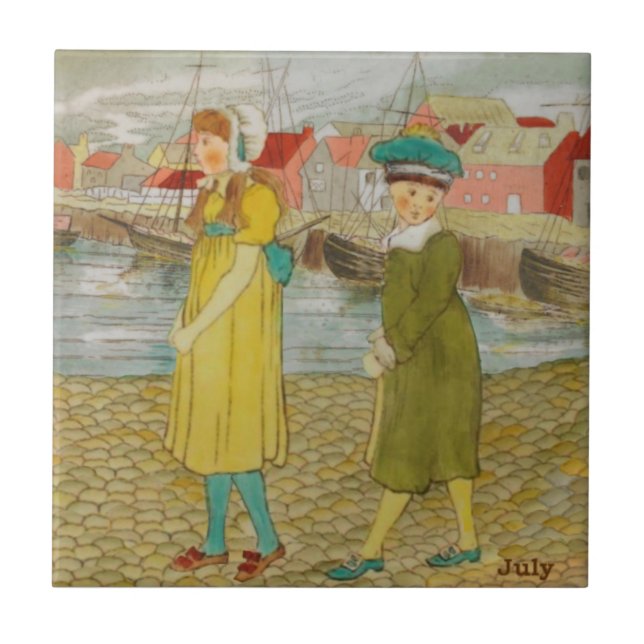 Carreau Wedgwood Juillet Hand Colored c1885 Repro (Devant)