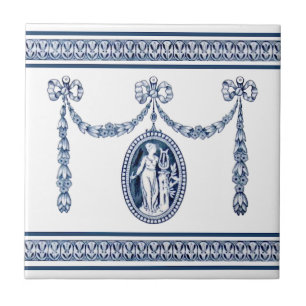 Carreau Wedgwood Neoclassique Muse Music Cameo Tile Repro