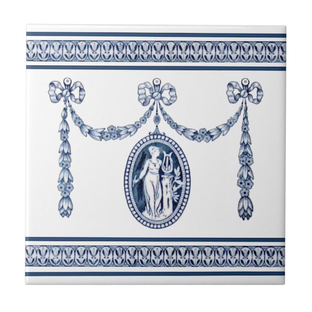 Carreau Wedgwood Neoclassique Muse Music Cameo Tile Repro (Devant)