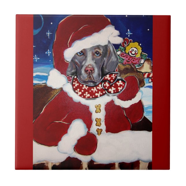 Carreau Weimaraner Père Noël (Devant)