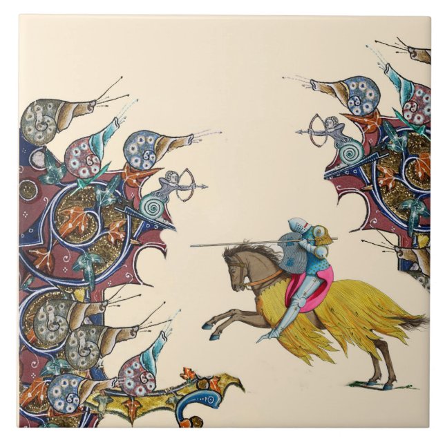 Carreau WEIRD MEDIEVAL BESTIARY Knight combat des escargot (Devant)