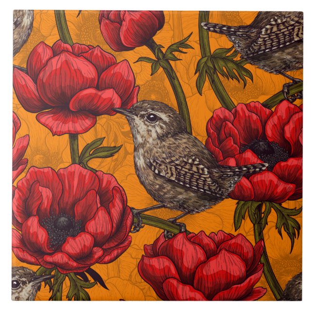 Carreau Wens dans un jardin d'anémones rouges (Devant)
