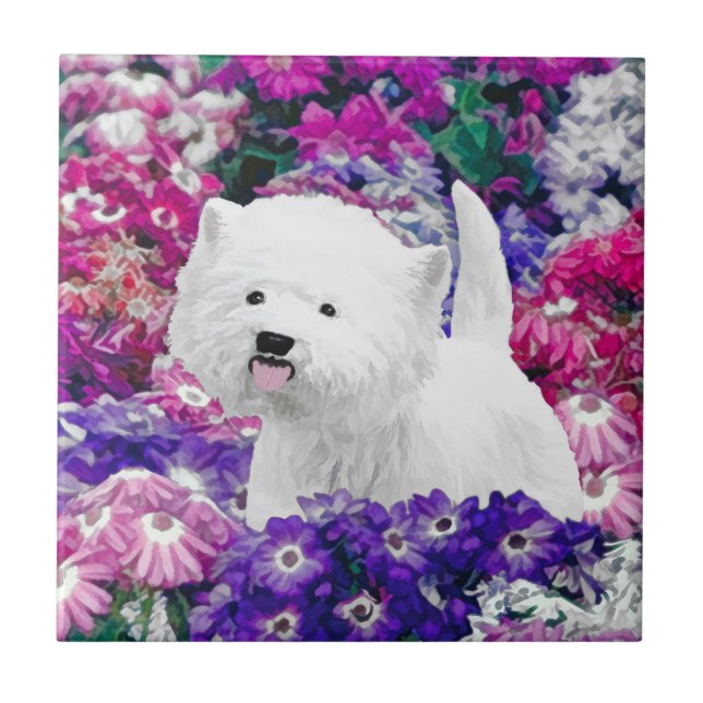 Carreau West Highland White Terrier Peinture Chien Art (Devant)