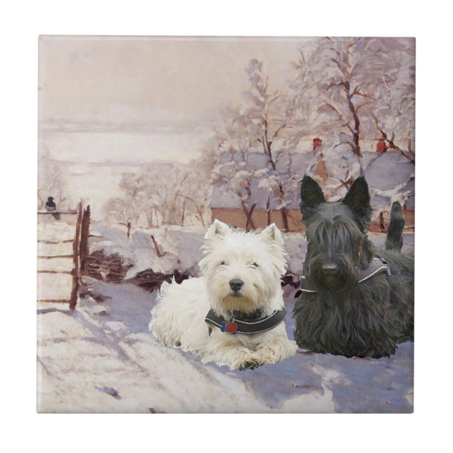 Carreau Westie & Scottie Winter Magpie (Devant)
