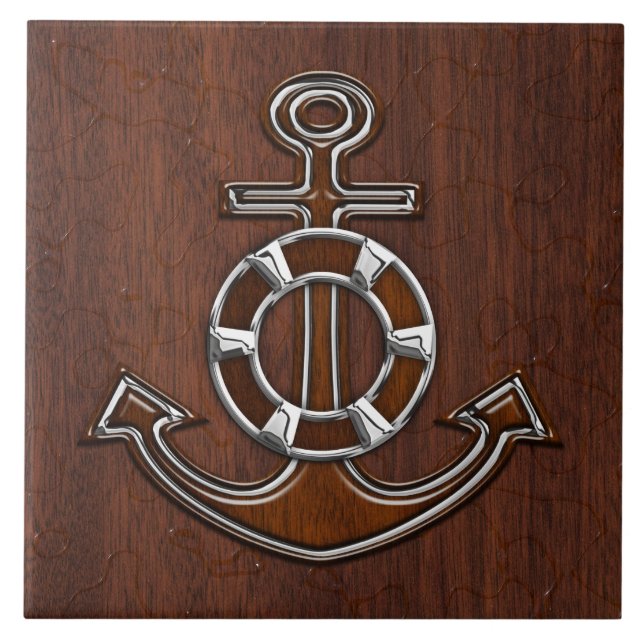 Carreau Wet Nautical Mahogany Anchor Steel Decor (Devant)