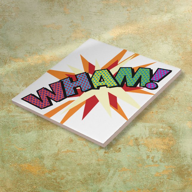 Carreau WHAM Amusement Bande Dessinée Rétro Art Pop (WHAM Fun Retro Comic Book Pop Art Tile)