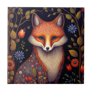 Carreau Whimsical Fox Woodland Imaginaire Art