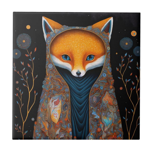 Carreau Whimsical Fox Woodland Imaginaire Art Carrelage en (Devant)