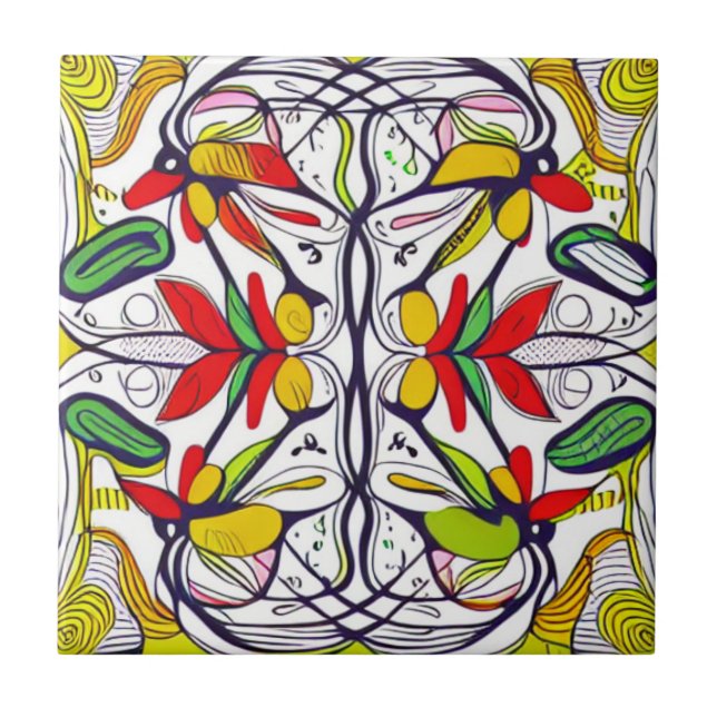 Carreau Whimsical Nordic Folk Art (Devant)