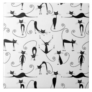 Carreau Whimsical Skinny Motif de chat noir