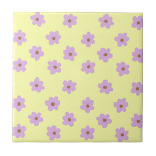 Carreau Whimsical violet & Fleur Jaune Retro Gourme