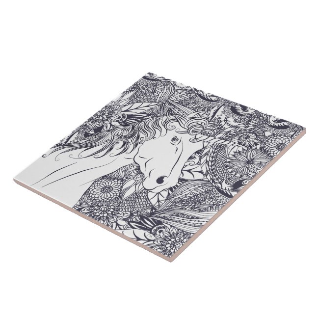 Carreau Whimsy licorne et motif de mandala floral (Côté)