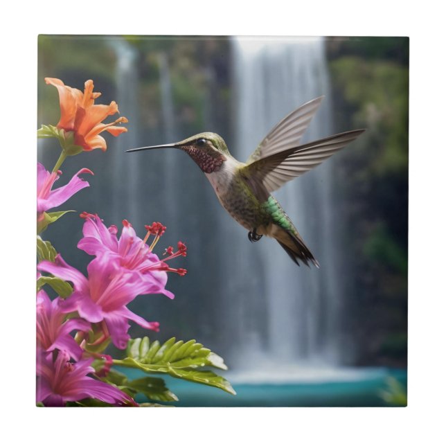 Carreau "Whispers of Nature : Hummingbird, Cascade (Devant)
