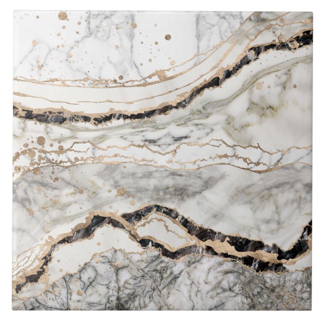 Carreau White and Black Marble Textures Abstract (Devant)