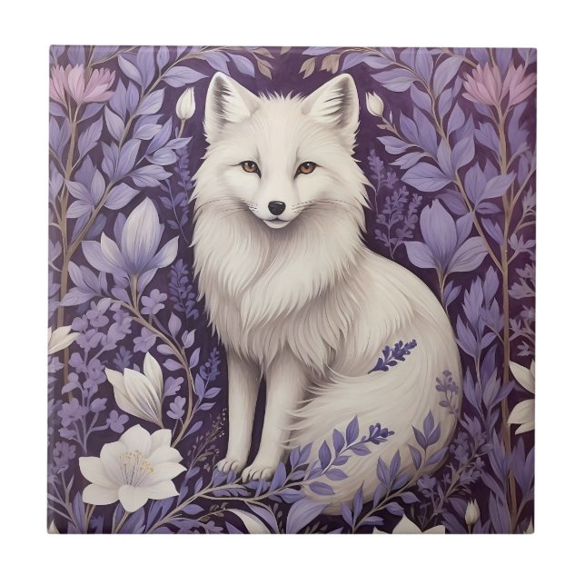 Carreau White Arctic Fox Lavender William Morris Fleurs (Devant)