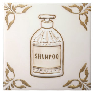 Carreau White Cream & Gold Shampoo Bottle Funny Bathroom