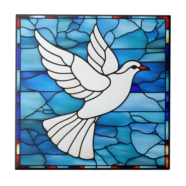 Carreau White Dove on Stained Glass (Devant)