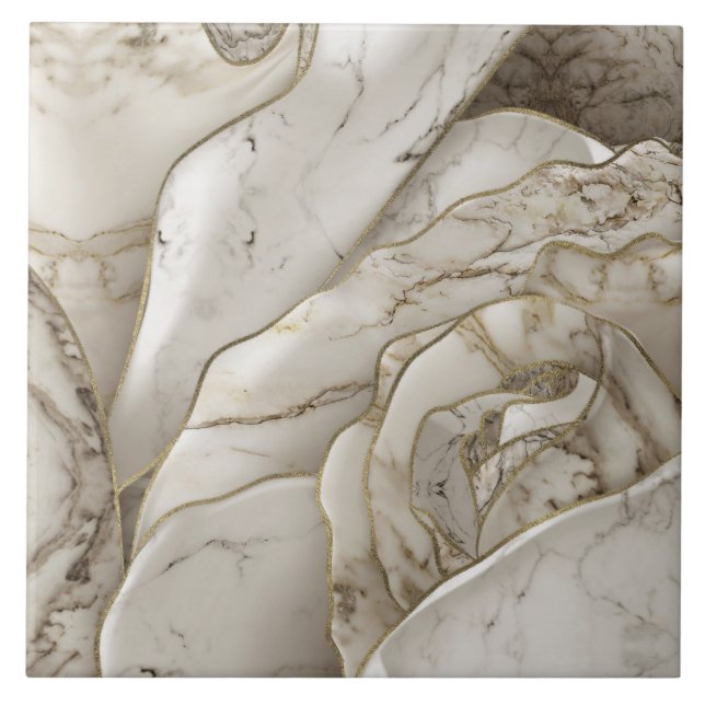 Carreau White Marble Rose Abstract (Devant)