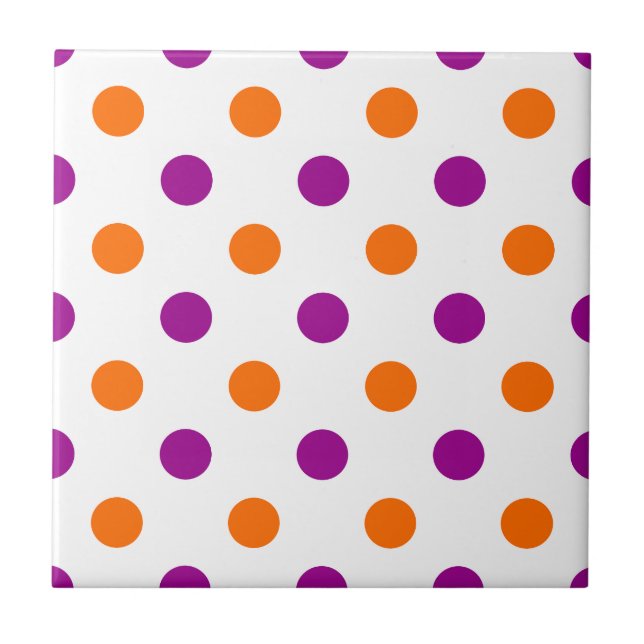 Carreau White Purple Orange Polka Dots Pattern (Devant)