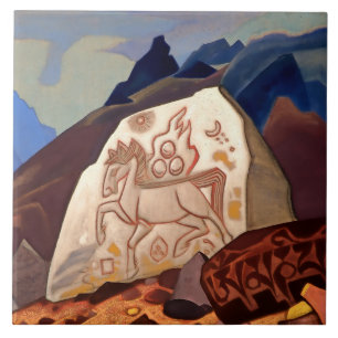 Carreau « White Stone - Cheval du bonheur » de Nicholas Ro