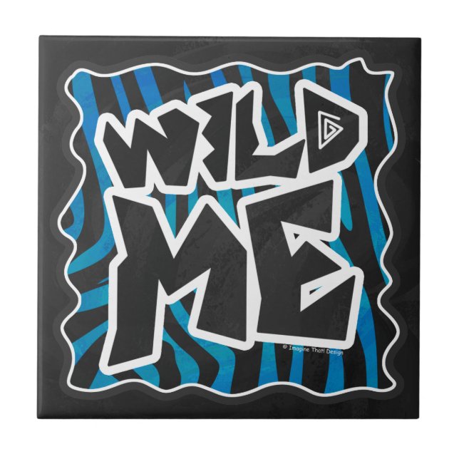 Carreau Wild Me Zebra Noir et Bleu (Devant)