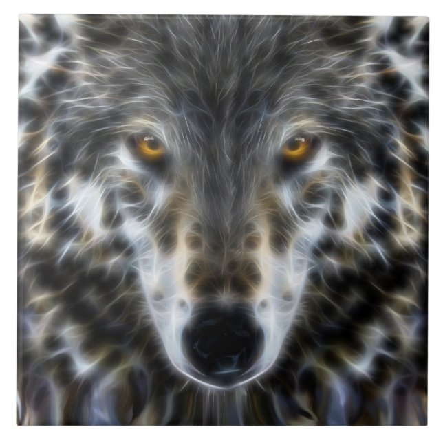Carreau Wild Wolf Portrait inspirant (Devant)