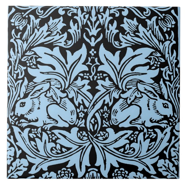 Carreau William Morris 1881 Oiseaux, Motif floral lapin (Devant)