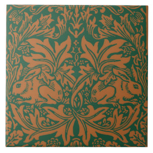 Carreau William Morris 1881 Oiseaux, Motif floral lapin