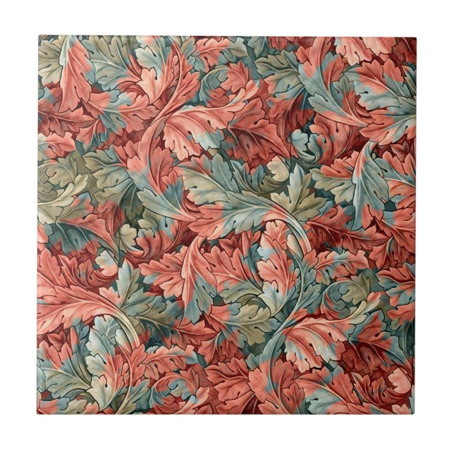 Carreau William Morris Acanthe Rouille Rouge Sauge Vert (Devant)