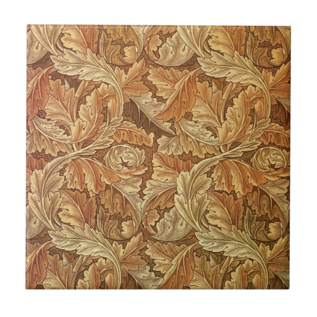 Carreau William Morris Acanthus Brun Feuilles d'Automne (Devant)