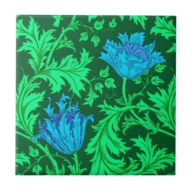 Carreau William Morris Anemone, Emerald Green et Blue (Devant)