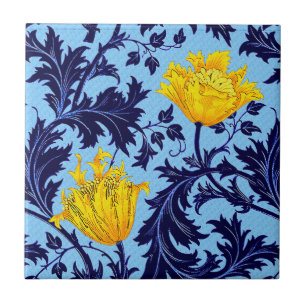 Carreau William Morris Anemone, Navy et Mustard Jaune