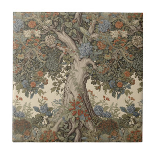 Carreau William Morris Arbre de Vie Vintage Préraphaélite