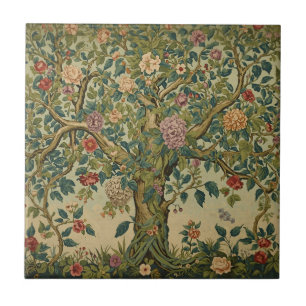 Carreau William Morris Arbre de Vie Vintage Préraphaélite