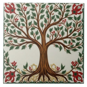 Carreau William Morris arbre de vie Vintage préraphaélite
