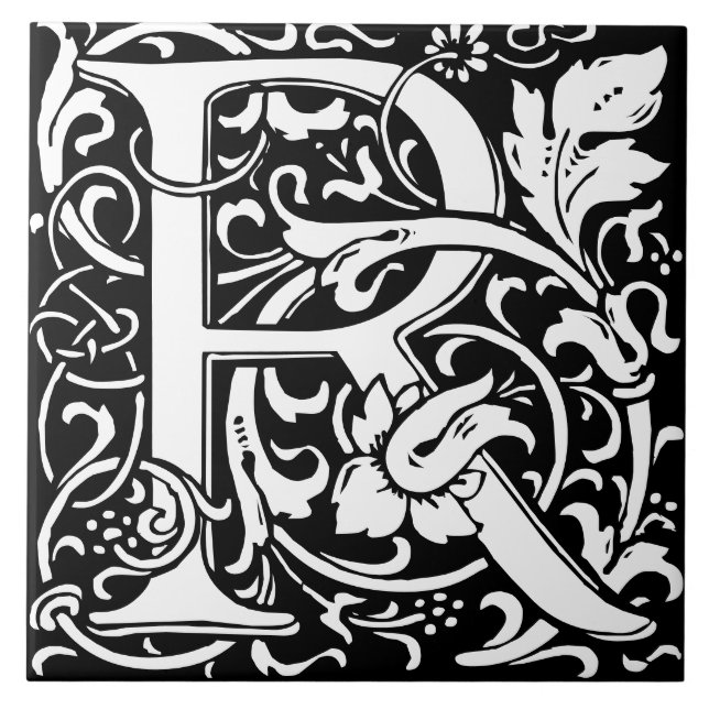 Carreau William Morris Art Nouveau Alphabet Feuille R (Devant)