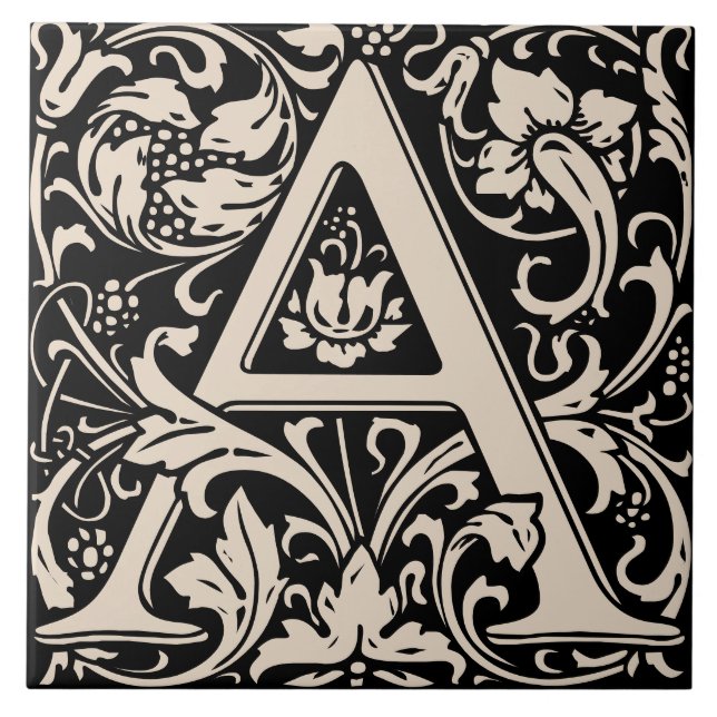 Carreau William Morris Arts et artisanat Lettre monographi (Devant)