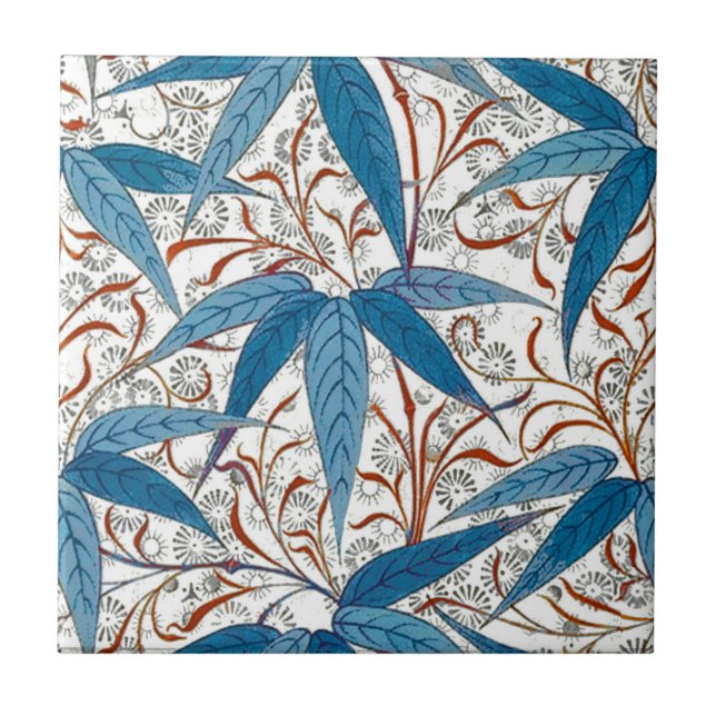 Carreau William Morris Bamboo Imprimer, Denim Blue & White (Devant)
