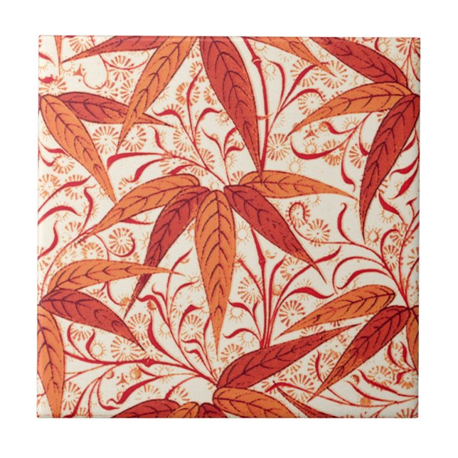 Carreau William Morris Bamboo Print, Mandarin Orange (Devant)