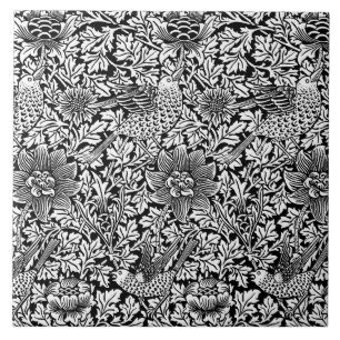 Carreau William Morris 'Bird and Anemone' en noir et blanc