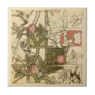 Carreau William * Morris Birds Trellis Vins Olive Beige