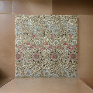 Carreau William * Morris Botanique Bleu Blanc Beige Rose