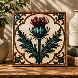 Carreau William Morris Chardon écossais floral vintage