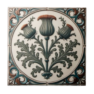 Carreau William Morris Chardon écossais floral vintage