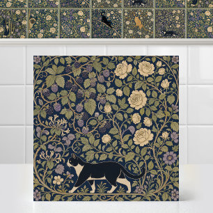 Carreau William Morris Chat Noir et Blanc Toiture de Base
