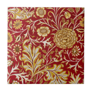 Carreau William Morris Cherwell Motif Floral Rouge