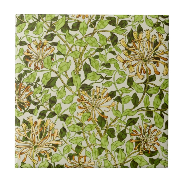 Carreau William Morris Chèvrefeuille Fleurs Vertes (Devant)