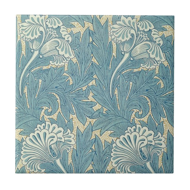 Carreau William Morris Classique Tulipe Bleu Floral (Devant)