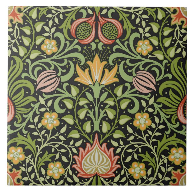 Carreau William Morris Conception botanique florale persan (Devant)